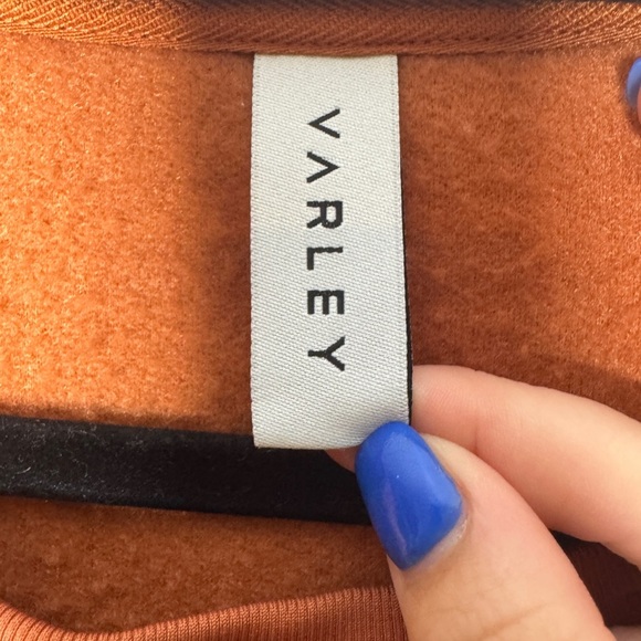 VARLEY oakden rust orange fuzzy crewneck pullover side zippers size small - Picture 3 of 8